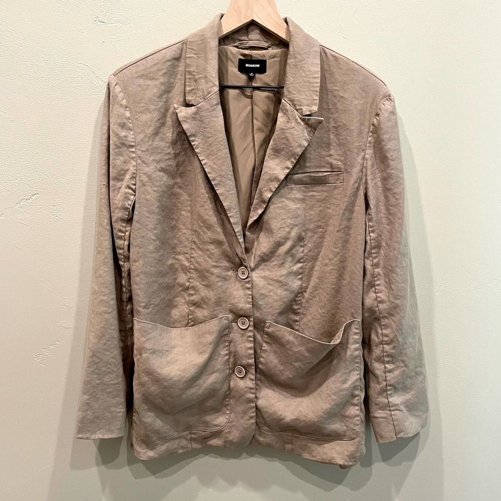 Monrow Tan/Brown Blazer Jacket - Size: Small
